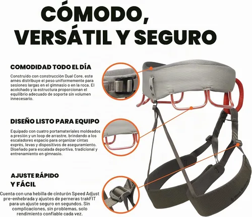 Vista 3 de BLACK DIAMOND Men's Momentum Rock Climbing Harness, Adjustable Loops Moonstone