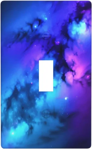 Vista 9 de Cubierta de placa de pared para interruptor de luz dúplex individual Galaxy para el hogar, dormitorio, cocina, decorativo, 4.5 x 2.76 pulgadas