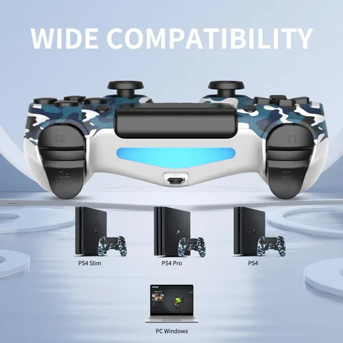 Vista 2 de YsoKK 2 Pack Wireless Controller for Ps4SlimPro with 1000mah BatteryDual VibrationAudio Jack6-axis Motion Sensor(Camouflage Green and Camouflage