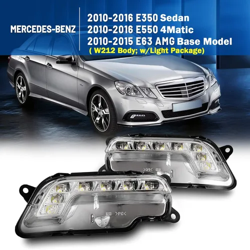 Vista 2 de Luces antiniebla LED compatibles con Mercedes-Benz 2010-2016 E350 E550 / 2010-2015 E63 AMG 2 piezas de conducción diurna montaje de lámpara