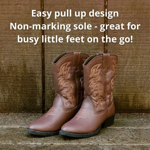 Vista 3 de Deer Stags Ranch - Botas cómodas estilo vaquero, fácil de poner, para niños., Marrón, 3 niño