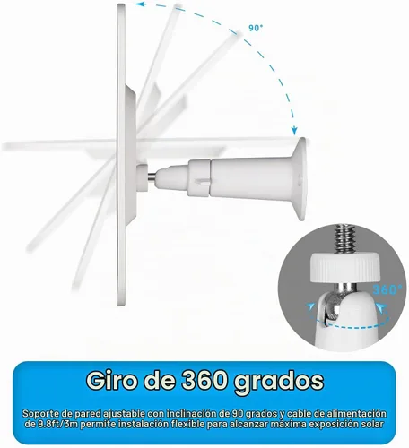 Vista 7 de Panel solar mejorado de 5 V 6 W para cámara de seguridad, compatible con Eufycam 2C/2C Pro/2/2 Pro/E20/E40/E, con puerto micro USB, adaptador USB-C