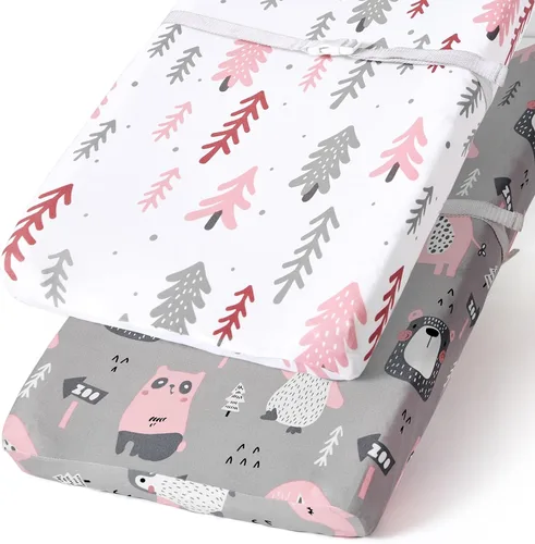 Vista 71 de Pack n Play Sheets BROLEX - Juego de 2 sábanas para cuna, juego de sábanas elásticas y portátiles para cuna, funda de colchón convertible