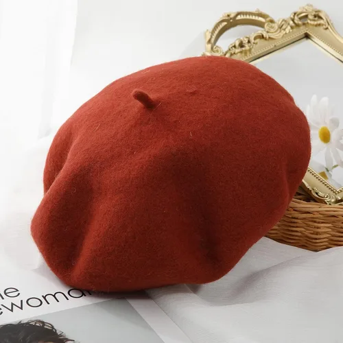Vista 14 de Boina de lana francesa para mujer, gorra de invierno clásica de color sólido