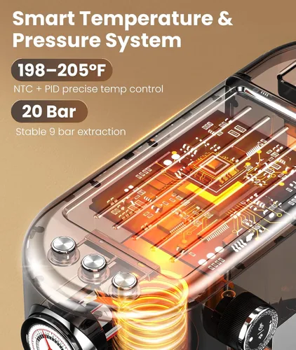 Vista 7 de atatix Máquina de café expreso con espumador de leche, cafetera de espresso a presión de 20 bar