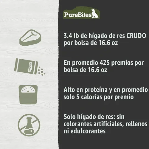 Vista 6 de Purebites, premio para perro, de hígado de res 100% Beef, Freeze Dried Raw in USA, High-Value Training Reward, 5 Calories/Treat, No Fillers