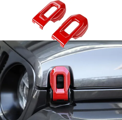 Vista 13 de RT-TCZ Cubierta de pestillo de capó, soportes exteriores de bloqueo de capó, accesorios de decoración de ABS para Jeep Wrangler JL JLU y Gladiator