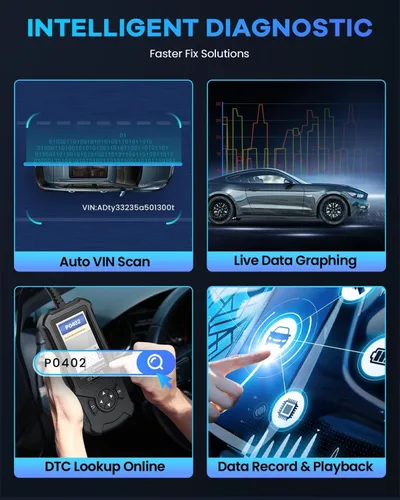 Vista 4 de Mucar CDE900 Escáner OBD2, Lector de Código de Auto con Sistema de Comprobación del Motor, Herramienta de Diagnóstico Automotriz con Pantalla Táctil