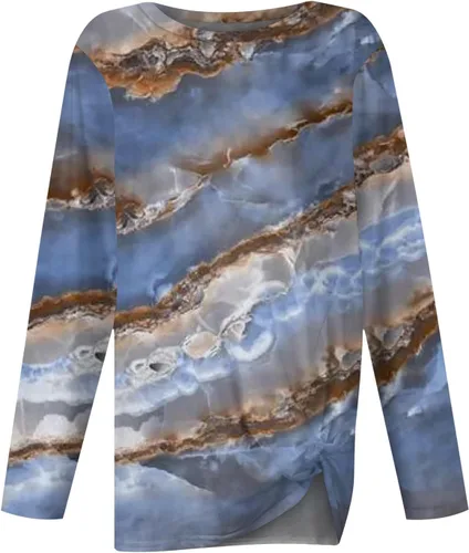 Vista 3 de Ropa de otoño para mujer, cuello redondo, manga larga, sin botones, con estampado trenzado, trajes largos ligeros