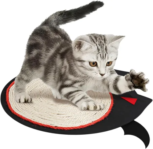 Vista 8 de Alipis Pet Supplies - Tapete rascador para gatos, tapete rascador para gatos en forma de murciélago de Halloween, tapete de sisal, juguete de garra
