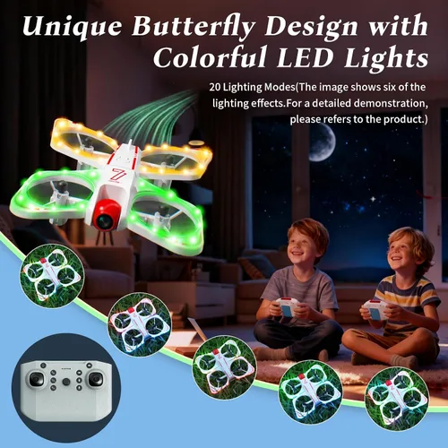 Vista 8 de A ALPHA Drone para niños con cámara 720P, juguete Quadcopter con luces LED