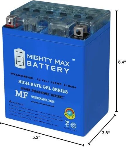 Vista 9 de Mighty Max Battery YTX14AH-BS GEL reemplaza Polaris 325 Sportsman Magnum LT-F250, CB750
