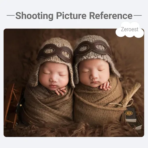 Vista 6 de Zeroest Accesorios de fotografía para bebé, sombreros de piloto, trajes de sesión de fotos, disfraz de ganchillo para niño y niña, sombrero de punto