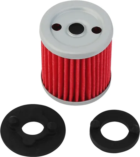 Vista 5 de AHL 142 Filtro de aceite 1UY-13440-01 1UY-13440-02 Compatible con Yamaha YFM350R Raptor 350 2005-2013 (rojo)