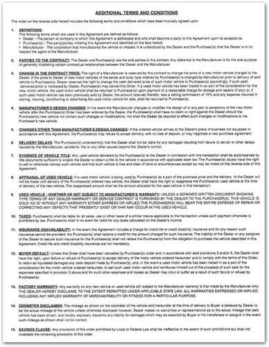 Vista 2 de Formularios de acuerdo de compra de vehículos (2 partes) (100 por paquete)