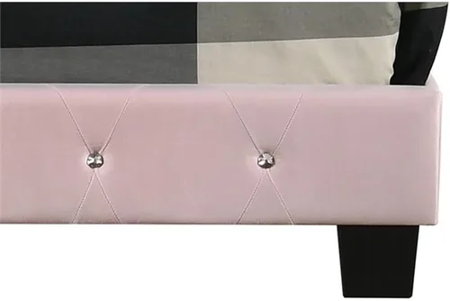 Vista 7 de Maklaine Moderna cama individual tapizada de terciopelo, 42 pulgadas de ancho x 77 pulgadas de profundidad x 47 pulgadas de alto, acabado rosa