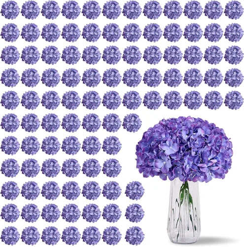 Vista 41 de Flores de hortensias artificiales rosa polvoriento, 10 cabezas de flores de seda de hortensia falsas para centros de mesa de boda, ramos de 10