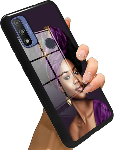 Vista 378 de Funda para Motorola Moto G Stylus 5G 2021 de vidrio templado, funda negra con diseño de mujer negra africana para mujeres y hombres, antiarañazos, a