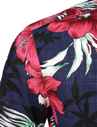 Vista 4 de JOGAL - Camisa hawaiana de manga corta con botones para hombre