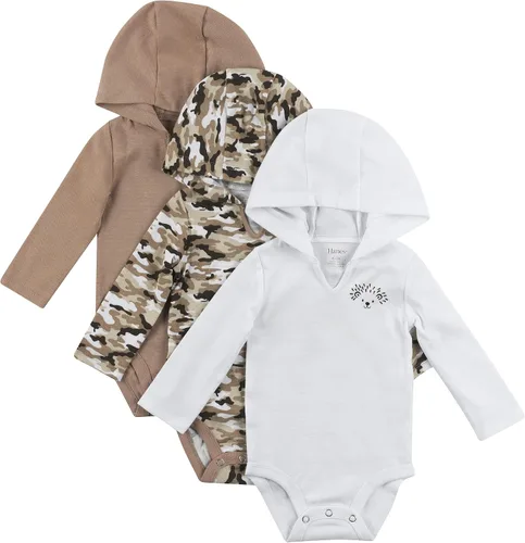 Vista 13 de Hanes Body de manga larga para bebé, sudadera con capucha para niños y niñas, paquete de 3