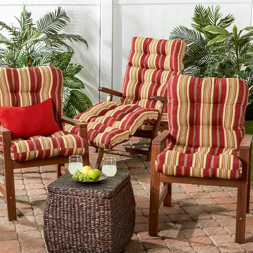Vista 30 de Greendale Home Fashions Juego de 2 cojines de asiento y respaldo para exteriores, diseño Adobe Stripe 2