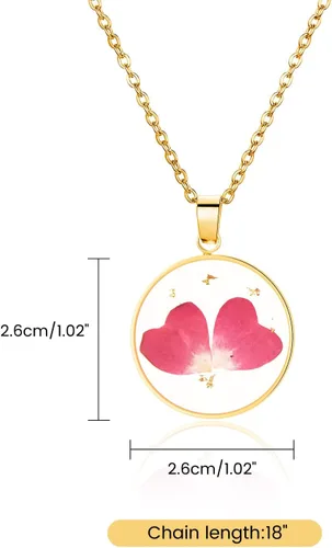 Vista 119 de Pressed Flower Necklace Gift for Women Personalized Handmade Necklaces Birth Flower Necklace
