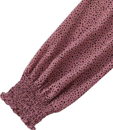 Vista 4 de LYANER Blusa corta de manga larga con cuello en V y volantes para mujer