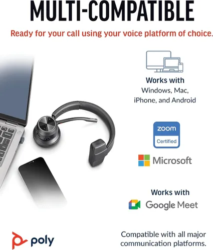 Vista 6 de Poly Voyager 4310 UC Auriculares inalámbricos (Plantronics) – Auriculares Bluetooth de un solo oído con micrófono de cancelación de ruido – Conecta
