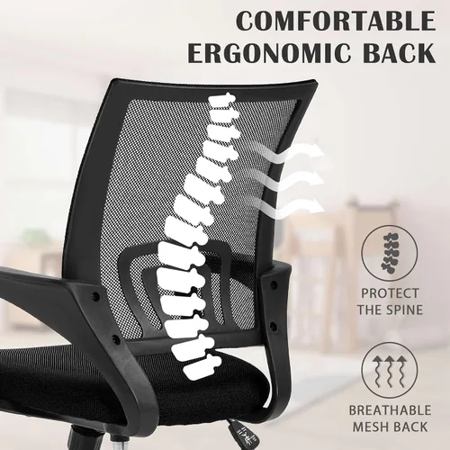 Vista 3 de Silla de oficina en casa, silla de oficina ergonómica, silla de escritorio cómoda de altura ajustable, silla de computadora de malla con ruedas