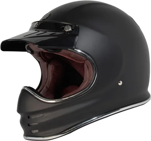 Vista 7 de TORC T3/Baja - Casco de motocicleta de fibra de vidrio retro clásico de cara completa con aprobación DOT y ECE Lealtad blanca brillante