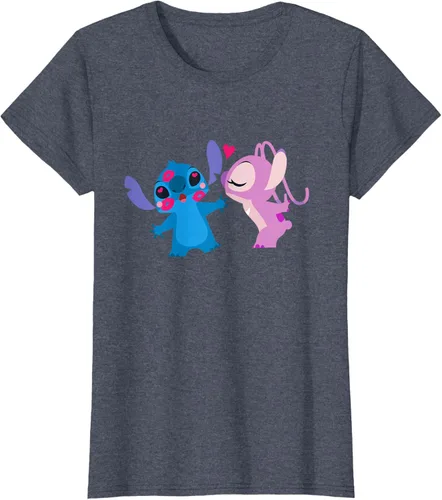 Vista 56 de Disney Stitch and Angel - Camiseta para el día de San Valentín Negro