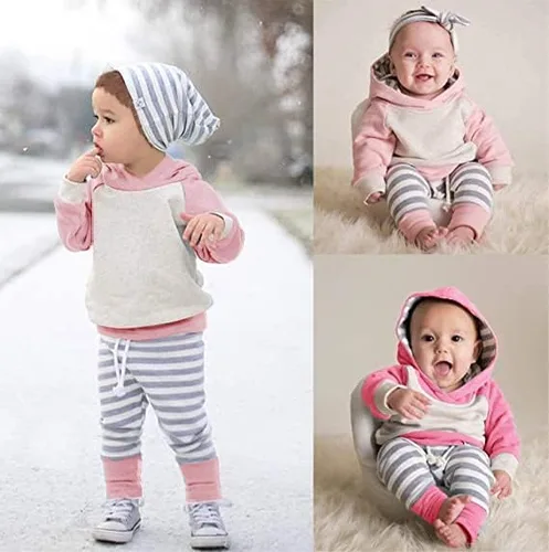 Vista 5 de Conjunto de sudadera con capucha de manga larga para bebés y niñas
