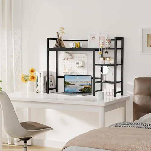 Vista 5 de Snughome Estante de Escritorio, Gabinete de Escritorio de 38.6" para Monitor de Computadora, Estante Organizador de Escritorio, Estante