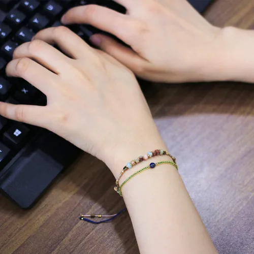 Vista 3 de KELITCH Crystal Agate Friendship Bracelet Handmade Miyuki Seed Beads Adjustable Bracelets for Women