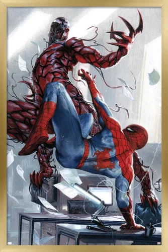 Vista 18 de Trends International Marvel Comics Carnage - Póster de pared de batalla con Spider-Man, 14.725 x 22.375 pulgadas, versión enmarcada de madera