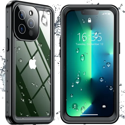 Vista 14 de SPIDERCASE Funda impermeable para iPhone 12 Pro Max, lente integrada y protector de pantalla, protección completa resistente, 12 pies, a prueba