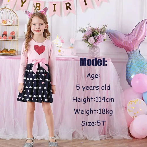 Vista 2 de VIKITA Vestido de invierno de manga larga con dibujos animados para niñas de 2 a 12 años