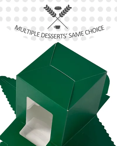 Vista 3 de qiqee Cajas para magdalenas verdes, soportes individuales desechables para magdalenas, 50 piezas, cajas individuales para magdalenas con ventana