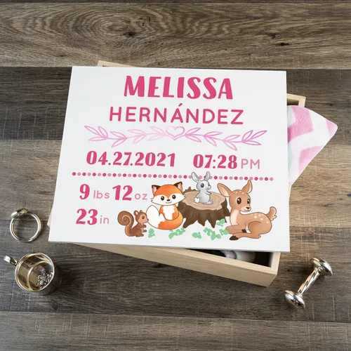 Vista 19 de DIBSIES Caja de recuerdos personalizada para bebé (grande, elefantes azules)