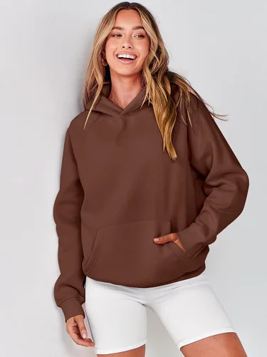 Vista 2 de ANRABESS Sudaderas con capucha de gran tamaño para mujer, de manga larga, de vellón, básicas, para otoño, de moda Y2K
