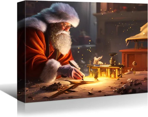 Vista 11 de BANHUA1 Lienzo decorativo de pared de Navidad, pósteres de pintura para decoración del hogar, arte de pared, impresiones en lienzo HD