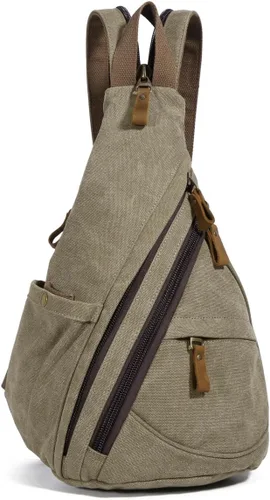 Vista 19 de KL928 Mochila de Lona Tipo Bandolera - Mochila Cruzada Pequeña para Hombro, Mochila Informal Diurna, Mochila para Hombre y Mujer (Versión Grande)