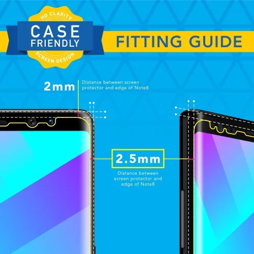 Vista 2 de Armor Suit MilitaryShield - Protector de pantalla compatible con Samsung Galaxy Note 8 (compatible con fundas), película transparente HD antiburbujas
