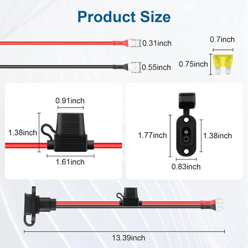 Vista 7 de Linkstyle 2 piezas de enchufe de alimentación SAE de 1 pie 10 AWG puerto de pared lateral a conector de junta tórica, cable de extensión SAE