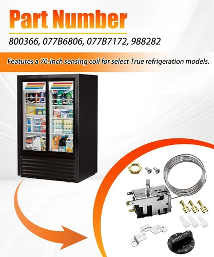 Vista 2 de 800366 Control de temperatura con accesorio compatible con refrigerador verdadero, reemplaza 077B6806, 077B7172, 988282 y más.