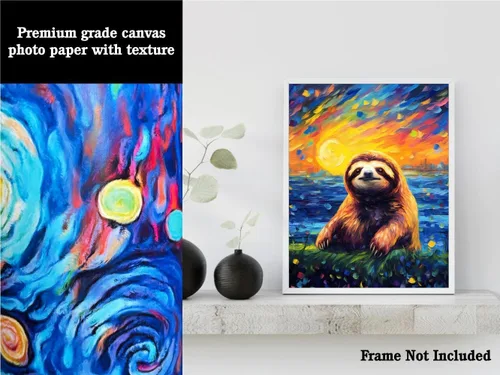 Vista 3 de Bestbuddy Pet 8 x 10 sin marco noche estrellada inspirada perezoso vida silvestre animal naturaleza paz pintura al óleo arte impresión póster