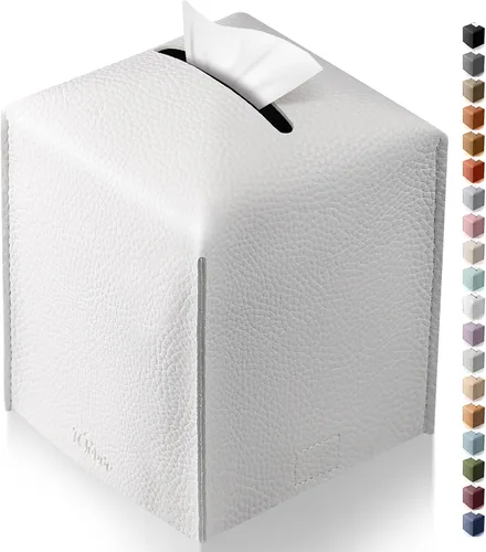 Vista 22 de Funda cuadrada para caja de pañuelos de piel sintética moderna para decoración creativa, paquete de 2, ideal para baños, oficina, coche, mesita