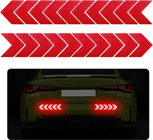 Vista 7 de 20 piezas de calcomanías reflectantes con flecha para coches, impermeables, señal de advertencia de seguridad, calcomanía reflectante, alta