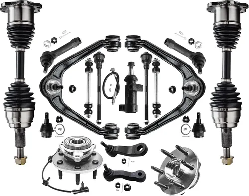 Vista 146 de Detroit Axle - Kit de suspensión delantera 4WD para Nissan Frontier Pathfinder Xterra, 2 cubos de rodamientos de ruedas, 2 brazos de control
