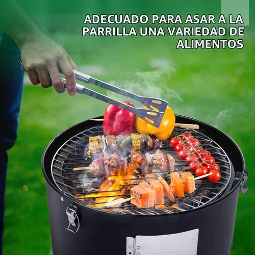 Vista 7 de Parrilla ahumadora de carbón multicapa de 18 pulgadas, ahumador vertical de carbón de acero, parrilla redonda resistente de doble capa para cocinar